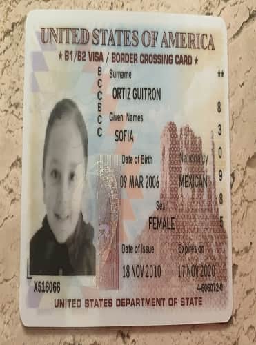 border crossing card number